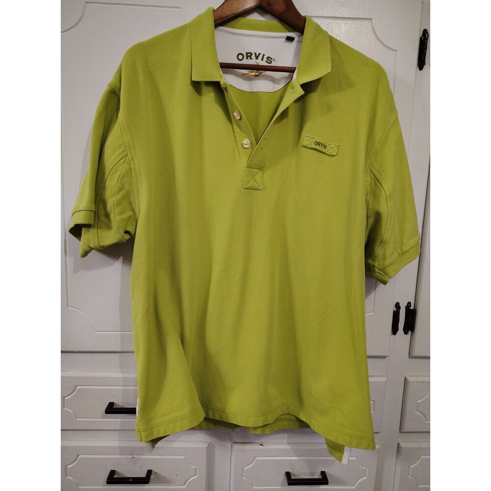 Orvis Mens Polo Golf Shirt Green Short Sleeve Size XL